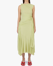 Ganni Marl Mesh Draped Knot Long Dress Seedling