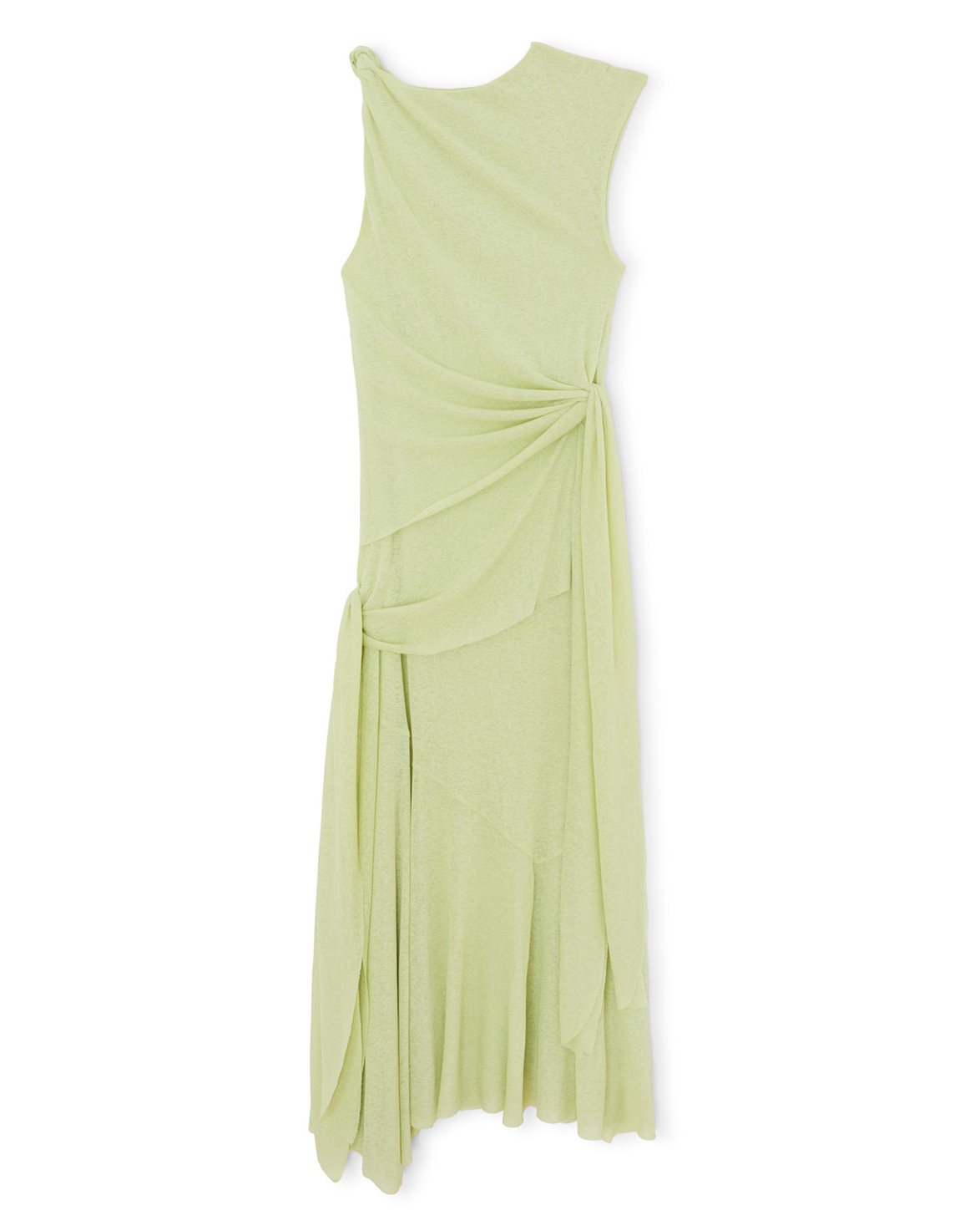 Ganni Marl Mesh Draped Knot Long Dress Seedling - Vallgatan 12