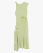 Ganni Marl Mesh Draped Knot Long Dress Seedling