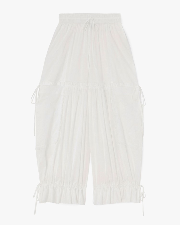 Ganni Cotton Voile Balloon Pants Bright White