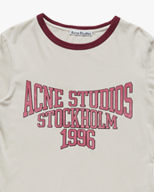Acne Studios Logo Ringer T-Shirt Off White/Burgundy