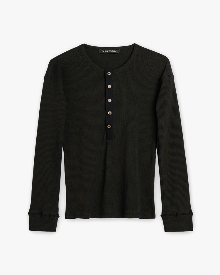 Our Legacy Gentle Henley Longsleeve Charred Shade Ripple Rib