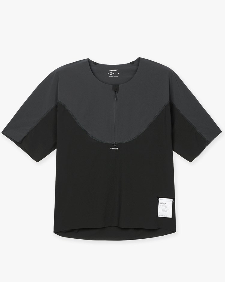 Satisfy Justice Trail Tee Shirt (Half Zip) Black