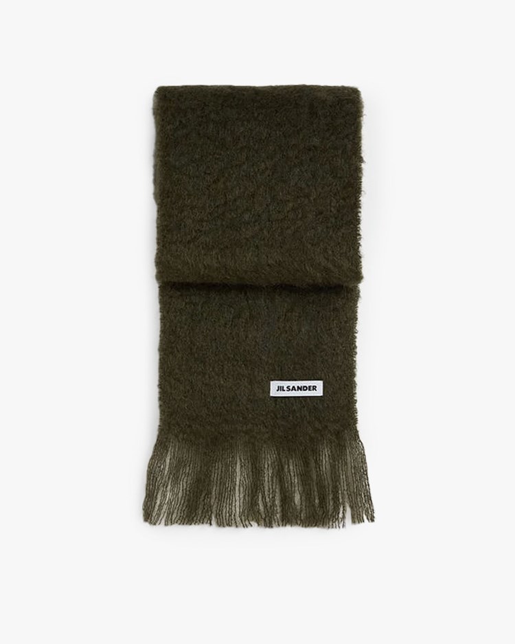 Jil Sander Slim Mohair Blend Scarf Thyme Green