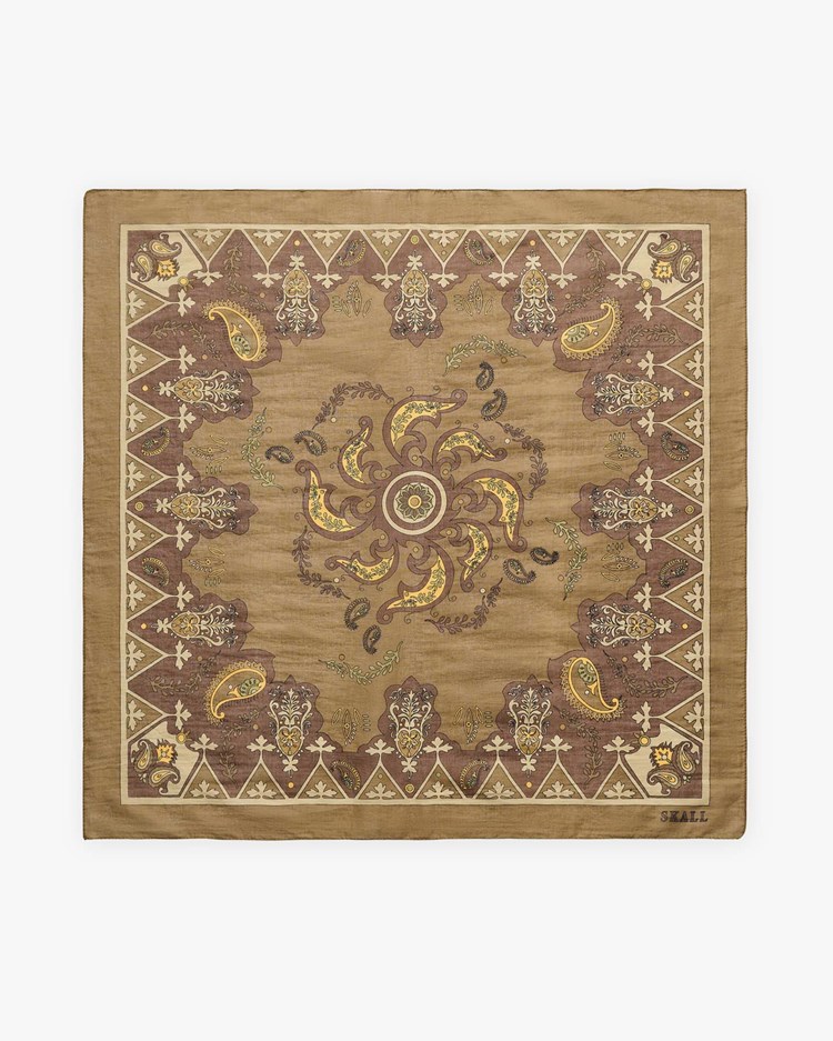 Skall Studio Pippa Scarf Khaki Paisley Print
