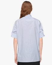 Maison Margiela Snapped Button Short Sleeve Shirt White Blue Stripes