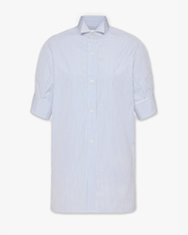 Maison Margiela Snapped Button Short Sleeve Shirt White Blue Stripes