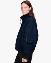 Maison Margiela Re-Worked Spliced Bomber Jacket Dark Blue/Black Melange