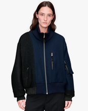 Maison Margiela Re-Worked Spliced Bomber Jacket Dark Blue/Black Melange
