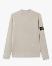 Stone Island 5100053 Ribbed Wool Crewneck Sweater Sand Melange