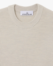 Stone Island 5100053 Ribbed Wool Crewneck Sweater Sand Melange