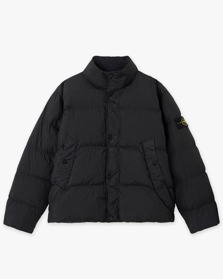 Stone Island 4100109 Crinkle Reps Nylon Bomber Jacket Black