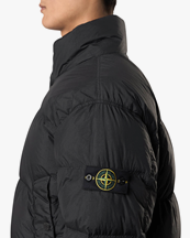 Stone Island 4100109 Crinkle Reps Nylon Bomber Jacket Black