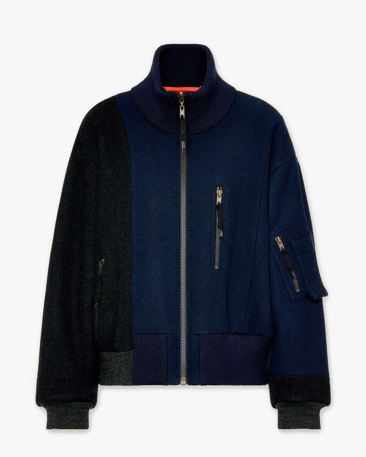 Maison Margiela Re-Worked Spliced Bomber Jacket Dark Blue/Black Melange
