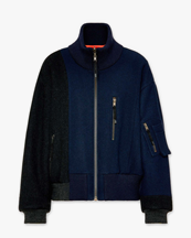 Maison Margiela Re-Worked Spliced Bomber Jacket Dark Blue/Black Melange