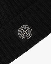 Stone Island N100012 Ribbed Geelong Wool Beanie Black