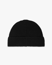Stone Island N100012 Ribbed Geelong Wool Beanie Black