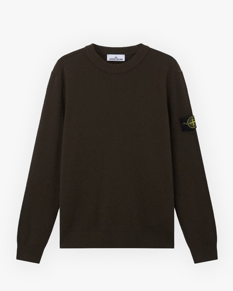 Stone Island 5100011 Knitted Wool Crew Neck Sweater Coal Grey