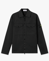 Stone Island 1200010 Cotton Satin Zip Overshirt Black