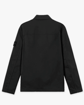 Stone Island 1200010 Cotton Satin Zip Overshirt Black