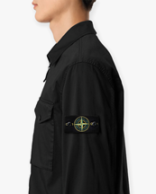 Stone Island 1200010 Cotton Satin Zip Overshirt Black