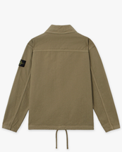 Stone Island 1200014 Cotton Herringbone Zip-Up Overshirt Military Green