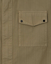 Stone Island 1200014 Cotton Herringbone Zip-Up Overshirt Military Green