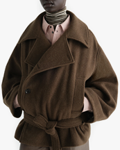 LEMAIRE Short Wrap Coat Mud