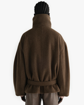 LEMAIRE Short Wrap Coat Mud