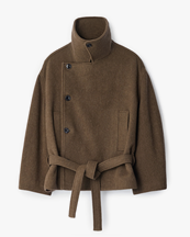 LEMAIRE Short Wrap Coat Mud