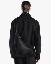 LEMAIRE Medium Croissant Bag Grained Leather Black