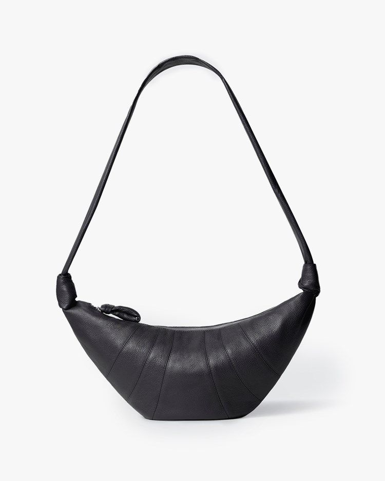 LEMAIRE Medium Croissant Bag Grained Leather Black