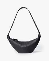 LEMAIRE Medium Croissant Bag Grained Leather Black
