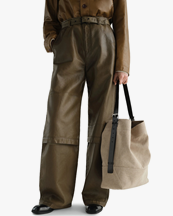 LEMAIRE Belted Tote Bag Dark Linen