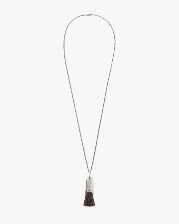 LEMAIRE Personal Brush Necklace Silver/Brown