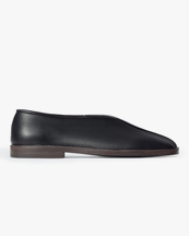 LEMAIRE Flat Piped Slippers W Black/Dark Chocolate
