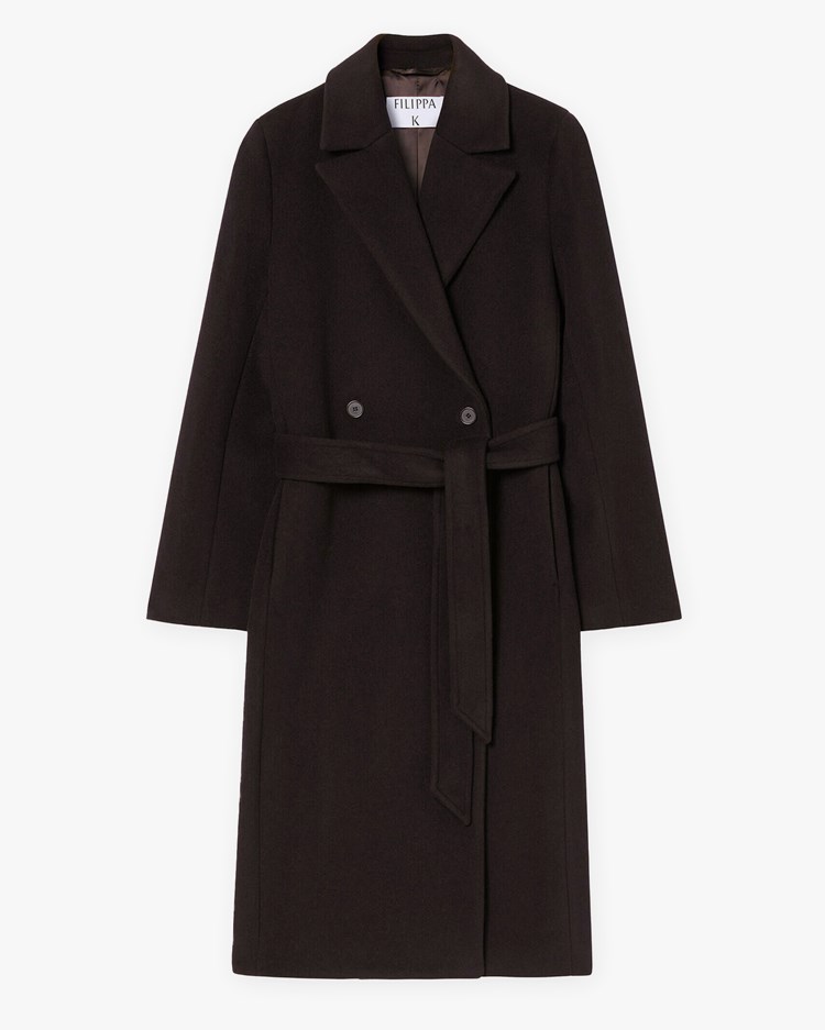 Filippa K Charlotte Wool Belted Coat Dark Chocolate