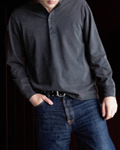 Nudie Jeans Ls Henley Washed Antracite