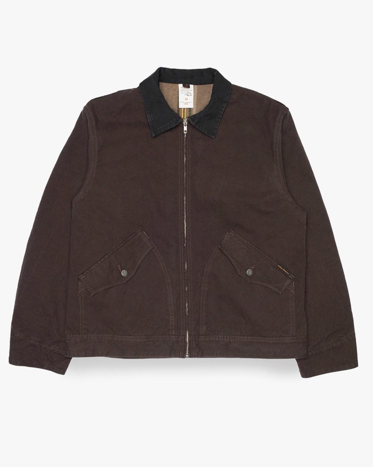 Nudie Jeans Blake Zip Jacket Duck Canvas Dark Brown