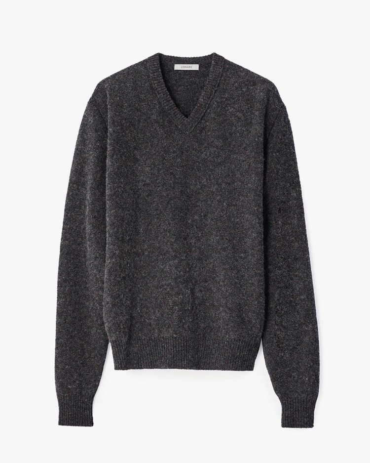 LEMAIRE V-Neck Sweater Grape Melange