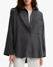 By Malene Birger Derris Flannel Shirt Dark Grey Melange