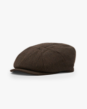 Barbour Fyne Tweed Baker Boy Cap Dark Brown