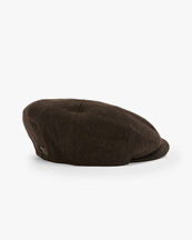 Barbour Fyne Tweed Baker Boy Cap Dark Brown