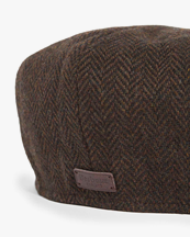 Barbour Fyne Tweed Baker Boy Cap Dark Brown