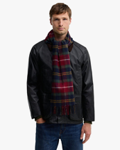 Barbour Wool Cashmere Scarf Winterberry Tartan