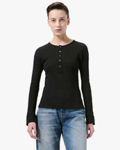 Our Legacy Gentle Henley Longsleeve Charred Shade Ripple Rib