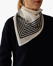 Lescarf Cashmere Striped Scarf Cream/Black