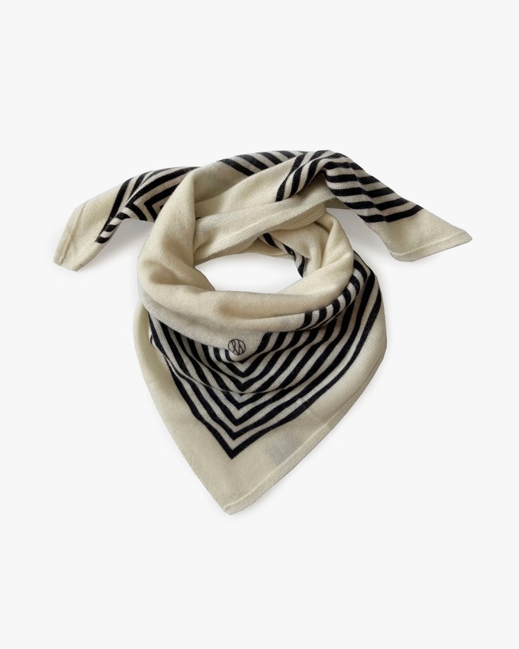 Lescarf Cashmere Striped Scarf Cream/Black