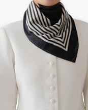 Lescarf Cashmere Striped Scarf Black/White