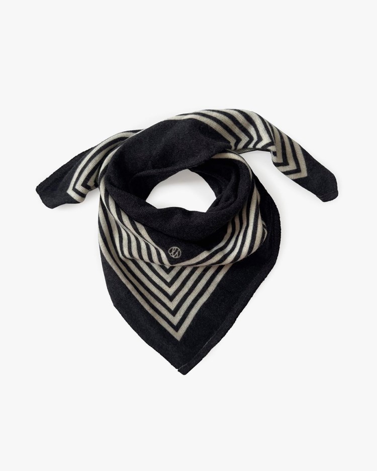 Lescarf Cashmere Striped Scarf Black/White